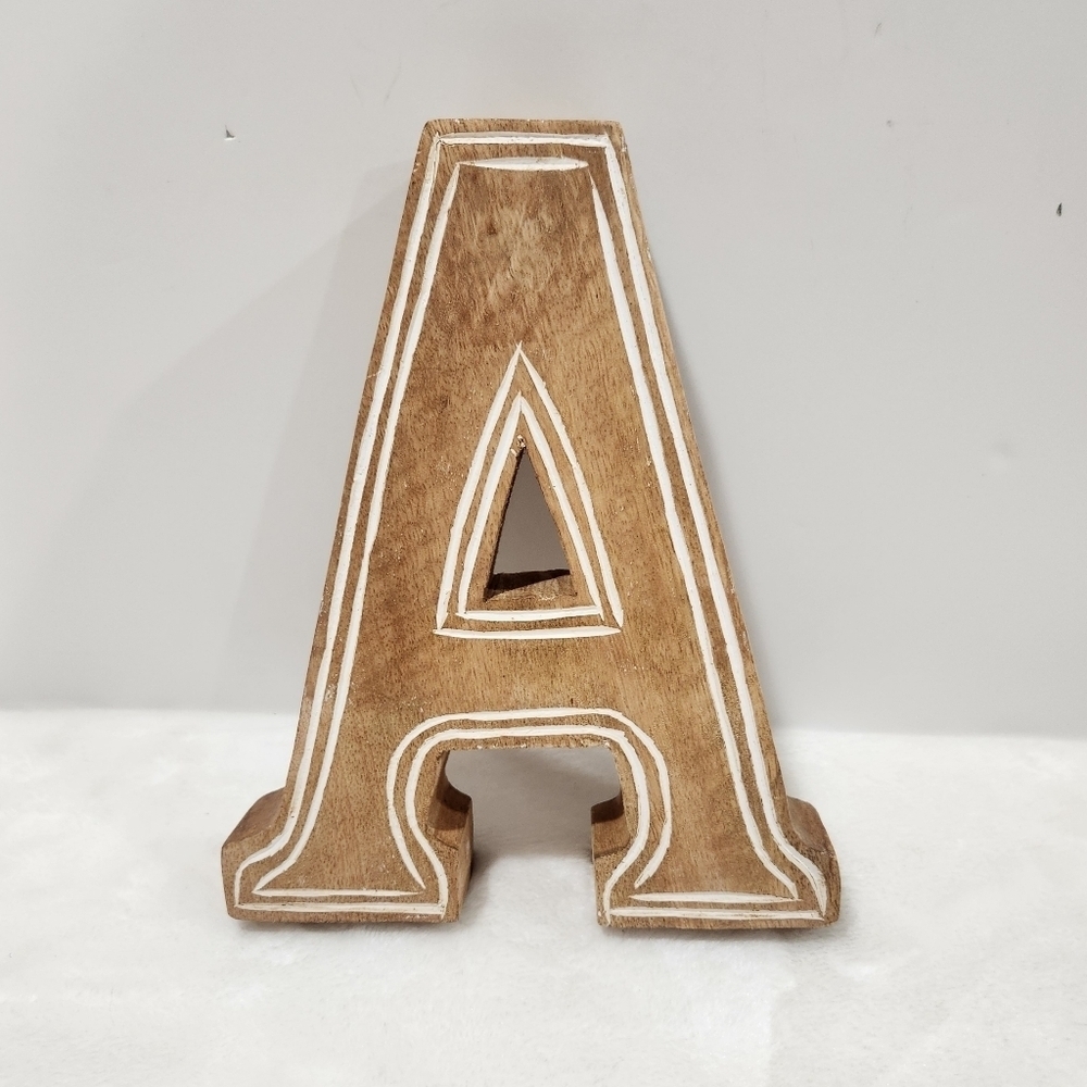 Wooden Block Letter Monogram Initial Rustic Etched Home Decor